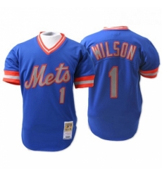 Mens Mitchell and Ness New York Mets 1 Mookie Wilson Replica Blue Throwback MLB Jersey Mens Mitchell and Ness New York Mets 1 Mookie Wilson Replica Blue Throwback MLB Jersey