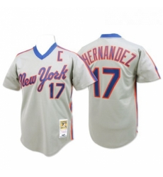 Mens Mitchell and Ness New York Mets 17 Keith Hernandez Replica Grey Throwback MLB Jersey Mens Mitchell and Ness New York Mets 17 Keith Hernandez Replica Grey Throwback MLB Jersey