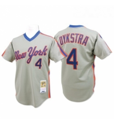 Mens Mitchell and Ness New York Mets 4 Lenny Dykstra Authentic Grey Throwback MLB Jersey Mens Mitchell and Ness New York Mets 4 Lenny Dykstra Authentic Grey Throwback MLB Jersey