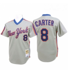 Mens Mitchell and Ness New York Mets 8 Gary Carter Authentic Grey Throwback MLB Jersey Mens Mitchell and Ness New York Mets 8 Gary Carter Authentic Grey Throwback MLB Jersey