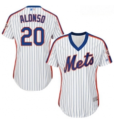 Mets #20 Pete Alonso White 28Blue Strip Alternate Women Stitched Baseball Jersey Mets #20 Pete Alonso White 28Blue Strip Alternate Women Stitched Baseball Jersey