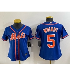 Women New York Mets 5 David Wright Royal Cool Base Stitched Baseball Jersey Women New York Mets 5 David Wright Royal Cool Base Stitched Baseball Jersey