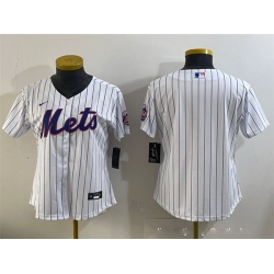Women New York Mets Blank White Cool Base Stitched Baseball Jersey