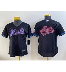 Women New York Mets Team Big Logo Black Cool Base Stitched Baseball Jersey 1 Women New York Mets Team Big Logo Black Cool Base Stitched Baseball Jersey 1