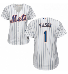 Womens Majestic New York Mets 1 Mookie Wilson Replica White Home Cool Base MLB Jersey Womens Majestic New York Mets 1 Mookie Wilson Replica White Home Cool Base MLB Jersey
