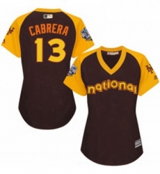 Womens Majestic New York Mets 13 Asdrubal Cabrera Authentic Brown 2016 All Star National League BP Cool Base MLB Jersey Womens Majestic New York Mets 13 Asdrubal Cabrera Authentic Brown 2016 All Star National League BP Cool Base MLB Jersey