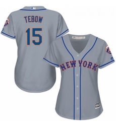 Womens Majestic New York Mets 15 Tim Tebow Authentic Grey Road Cool Base MLB Jersey Womens Majestic New York Mets 15 Tim Tebow Authentic Grey Road Cool Base MLB Jersey