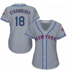 Womens Majestic New York Mets 18 Darryl Strawberry Replica Grey Road Cool Base MLB Jersey Womens Majestic New York Mets 18 Darryl Strawberry Replica Grey Road Cool Base MLB Jersey