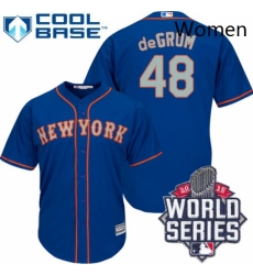 Womens Majestic New York Mets 48 Jacob deGrom Authentic BlueGrey NO 2015 World Series MLB Jersey Womens Majestic New York Mets 48 Jacob deGrom Authentic BlueGrey NO 2015 World Series MLB Jersey