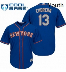Youth Majestic New York Mets 13 Asdrubal Cabrera Replica Royal Blue Alternate Road Cool Base MLB Jersey Youth Majestic New York Mets 13 Asdrubal Cabrera Replica Royal Blue Alternate Road Cool Base MLB Jersey