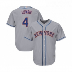 Youth New York Mets 4 Jed Lowrie Authentic Grey Road Cool Base Baseball Jersey 