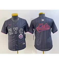 Youth New York Mets Team Big Logo Graphite 2024 City Connect Limited Stitched Baseball Jersey 15 Youth New York Mets Team Big Logo Graphite 2024 City Connect Limited Stitched Baseball Jersey 15
