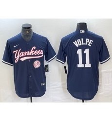 Men New York Yankees 11 Anthony Volpe Navy Cool Base Stitched Baseball Jersey 13 Men New York Yankees 11 Anthony Volpe Navy Cool Base Stitched Baseball Jersey 13