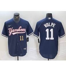 Men New York Yankees 11 Anthony Volpe Navy Cool Base Stitched Baseball Jersey III Men New York Yankees 11 Anthony Volpe Navy Cool Base Stitched Baseball Jersey III