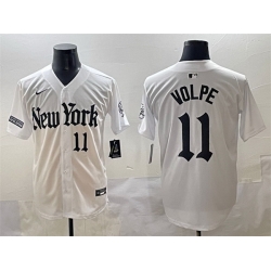 Men New York Yankees 11 Anthony Volpe White  27Gothic Legacy Edition 27 Vapor Premier Limited Stitched Baseball Jersey 1