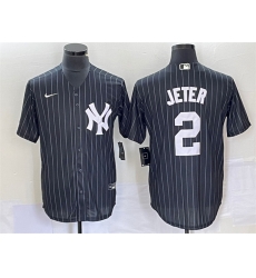 Men New York Yankees 2 Derek Jeter Black Cool Base Stitched Baseball Jersey Men New York Yankees 2 Derek Jeter Black Cool Base Stitched Baseball Jersey