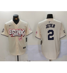 Men New York Yankees 2 Derek Jeter Cream The Bronx Graffiti V2 Vapor Limited Stitched Baseball Jersey 5 Men New York Yankees 2 Derek Jeter Cream The Bronx Graffiti V2 Vapor Limited Stitched Baseball Jersey 5