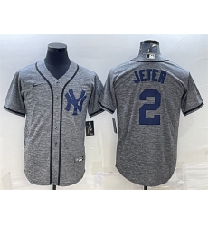 Men New York Yankees 2 Derek Jeter Grey Cool Base Stitched Jersey Men New York Yankees 2 Derek Jeter Grey Cool Base Stitched Jersey