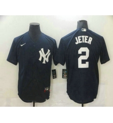 Men New York Yankees 2 Derek Jeter Navy Blue Stitched MLB Nike Cool Base Jersey Men New York Yankees 2 Derek Jeter Navy Blue Stitched MLB Nike Cool Base Jersey