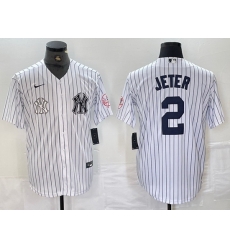 Men New York Yankees 2 Derek Jeter White Cool Base Stitched Baseball Jersey Men New York Yankees 2 Derek Jeter White Cool Base Stitched Baseball Jersey
