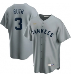 Men New York Yankees 3 Babe Ruth Grey Cool Base Stitched Baseball jersey Men New York Yankees 3 Babe Ruth Grey Cool Base Stitched Baseball jersey