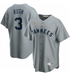 Men New York Yankees 3 Babe Ruth Nike Road Cooperstown Collection Player MLB Jersey Gray Men New York Yankees 3 Babe Ruth Nike Road Cooperstown Collection Player MLB Jersey Gray
