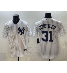 Men New York Yankees 31 Cam Schlittler White Cool Base Stitched Jersey