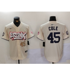 Men New York Yankees 45 Gerrit ColeCream The Bronx Graffiti V2 Vapor Limited Stitched Baseball Jersey 3 Men New York Yankees 45 Gerrit ColeCream The Bronx Graffiti V2 Vapor Limited Stitched Baseball Jersey 3