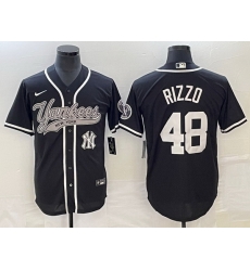 Men New York Yankees 48 Anthony Rizzo Black With Patch Cool Base Stitched Baseball Jersey Men New York Yankees 48 Anthony Rizzo Black With Patch Cool Base Stitched Baseball Jersey