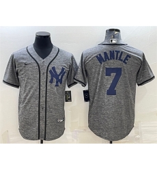 Men New York Yankees 7 Mickey Mantle Grey Cool Base Stitched Jersey Men New York Yankees 7 Mickey Mantle Grey Cool Base Stitched Jersey