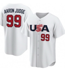 Men New York Yankees 99 Captain Aaron Judge 2026 White World Baseball Classic Stitched Jersey