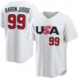 Men New York Yankees 99 Captain Aaron Judge 2026 White World Baseball Classic Stitched Jersey