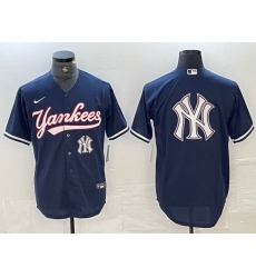 Men New York Yankees Big LOGO Navy Cool Base Stitched Baseball Jersey 1 Men New York Yankees Big LOGO Navy Cool Base Stitched Baseball Jersey 1
