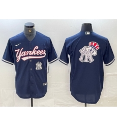 Men New York Yankees Big LOGO Navy Cool Base Stitched Baseball Jersey Men New York Yankees Big LOGO Navy Cool Base Stitched Baseball Jersey
