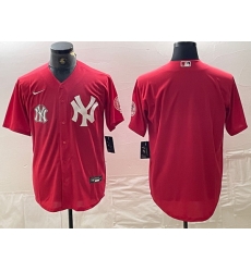 Men New York Yankees Big Logo Red Cool Base Stitched Baseball Jersey 5 Men New York Yankees Big Logo Red Cool Base Stitched Baseball Jersey 5