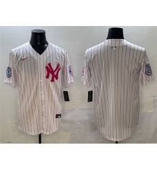 Men New York Yankees Blank Pink With Patch Limited Stitched Baseball Jersey Men New York Yankees Blank Pink With Patch Limited Stitched Baseball Jersey