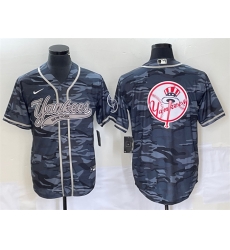 Men New York Yankees Gray Camo Team Big Logo With Patch Cool Base Stitched Baseball Jersey Men New York Yankees Gray Camo Team Big Logo With Patch Cool Base Stitched Baseball Jersey