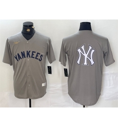 Men New York Yankees Grey Team Big Logo Cool Base Stitched Baseball Jersey 2 Men New York Yankees Grey Team Big Logo Cool Base Stitched Baseball Jersey 2