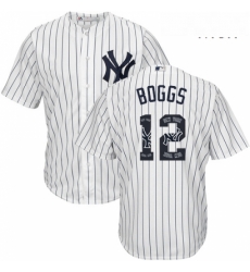 Mens Majestic New York Yankees 12 Wade Boggs Authentic White Team Logo Fashion MLB Jersey Mens Majestic New York Yankees 12 Wade Boggs Authentic White Team Logo Fashion MLB Jersey