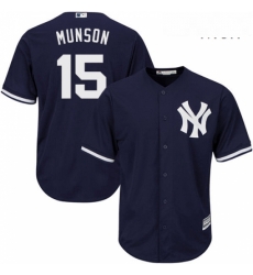 Mens Majestic New York Yankees 15 Thurman Munson Replica Navy Blue Alternate MLB Jersey Mens Majestic New York Yankees 15 Thurman Munson Replica Navy Blue Alternate MLB Jersey
