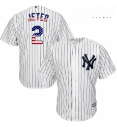 Mens Majestic New York Yankees 2 Derek Jeter Authentic White USA Flag Fashion MLB Jersey Mens Majestic New York Yankees 2 Derek Jeter Authentic White USA Flag Fashion MLB Jersey