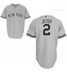 Mens Majestic New York Yankees 2 Derek Jeter Replica Grey Name On Back MLB Jersey Mens Majestic New York Yankees 2 Derek Jeter Replica Grey Name On Back MLB Jersey