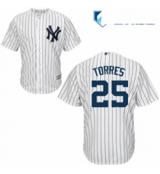 Mens Majestic New York Yankees 25 Gleyber Torres Replica White Home MLB Jersey Mens Majestic New York Yankees 25 Gleyber Torres Replica White Home MLB Jersey