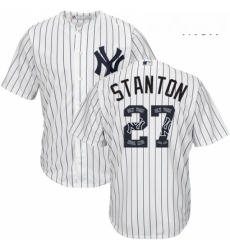 Mens Majestic New York Yankees 27 Giancarlo Stanton Authentic White Team Logo Fashion MLB Jersey Mens Majestic New York Yankees 27 Giancarlo Stanton Authentic White Team Logo Fashion MLB Jersey
