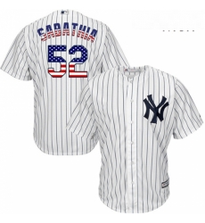 Mens Majestic New York Yankees 52 CC Sabathia Authentic White USA Flag Fashion MLB Jersey Mens Majestic New York Yankees 52 CC Sabathia Authentic White USA Flag Fashion MLB Jersey