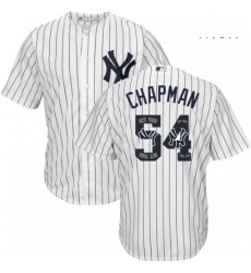 Mens Majestic New York Yankees 54 Aroldis Chapman Authentic White Team Logo Fashion MLB Jersey Mens Majestic New York Yankees 54 Aroldis Chapman Authentic White Team Logo Fashion MLB Jersey