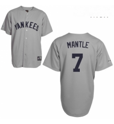 Mens Mitchell and Ness New York Yankees 7 Mickey Mantle Replica Grey Throwback MLB Jersey Mens Mitchell and Ness New York Yankees 7 Mickey Mantle Replica Grey Throwback MLB Jersey