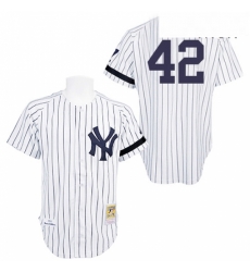 Mens Mitchell and Ness Practice New York Yankees 42 Mariano Rivera Authentic White Throwback MLB Jersey Mens Mitchell and Ness Practice New York Yankees 42 Mariano Rivera Authentic White Throwback MLB Jersey