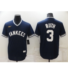 Men's New York Yankees #3 Babe Ruth Navy Blue Cooperstown Collection Stitched MLB Throwback Jersey Men's New York Yankees #3 Babe Ruth Navy Blue Cooperstown Collection Stitched MLB Throwback Jersey