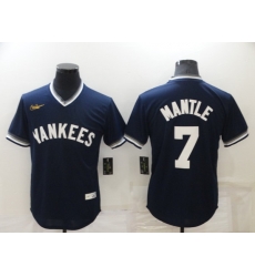 Men's New York Yankees #7 Mickey Mantle Navy Blue Cooperstown Collection Stitched MLB Throwback Jersey Men's New York Yankees #7 Mickey Mantle Navy Blue Cooperstown Collection Stitched MLB Throwback Jersey